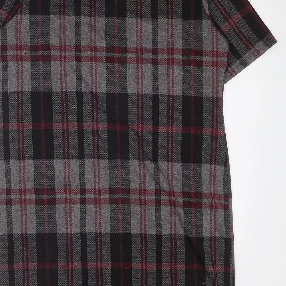 Red Herring Womens Grey Plaid Polyester Shift Size 16 Round Neck Pullover