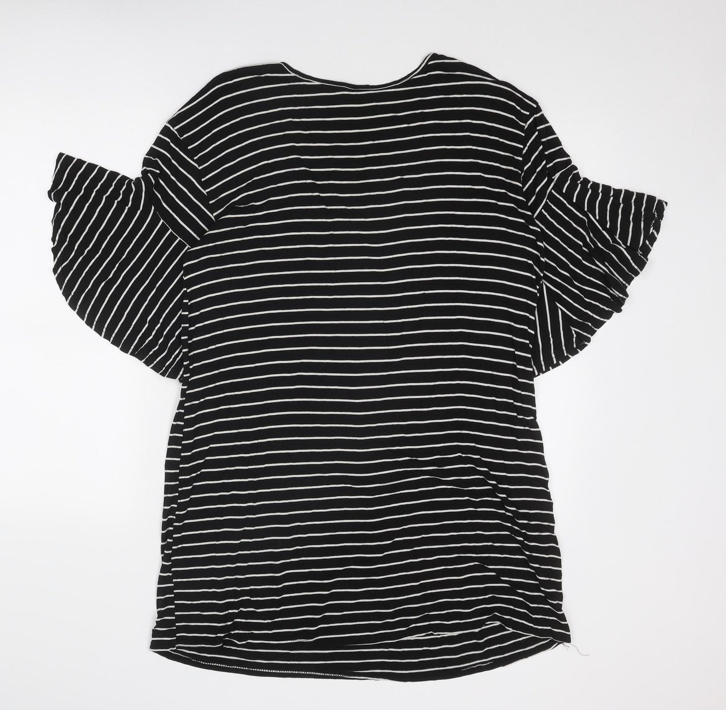 Missguided Womens Black Striped Viscose A-Line Size 12 Round Neck Pullover
