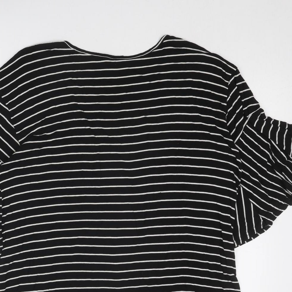 Missguided Womens Black Striped Viscose A-Line Size 12 Round Neck Pullover