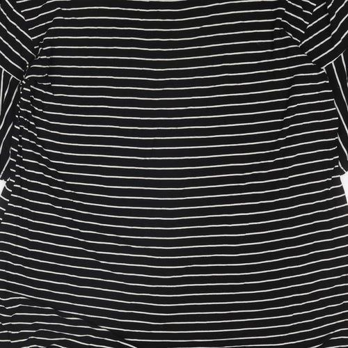 Missguided Womens Black Striped Viscose A-Line Size 12 Round Neck Pullover