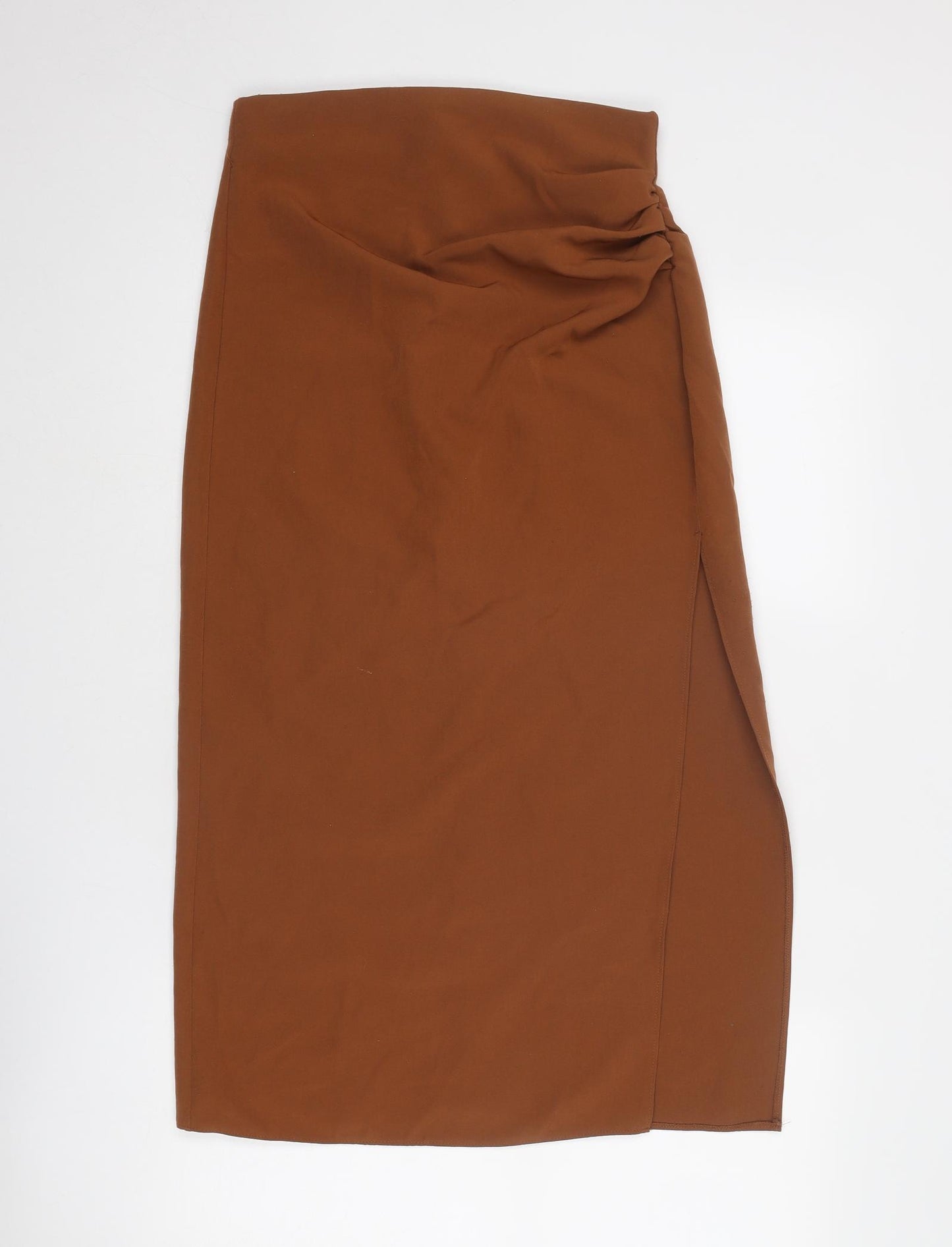 Stradivarius Womens Brown Polyester A-Line Skirt Size 8 Zip