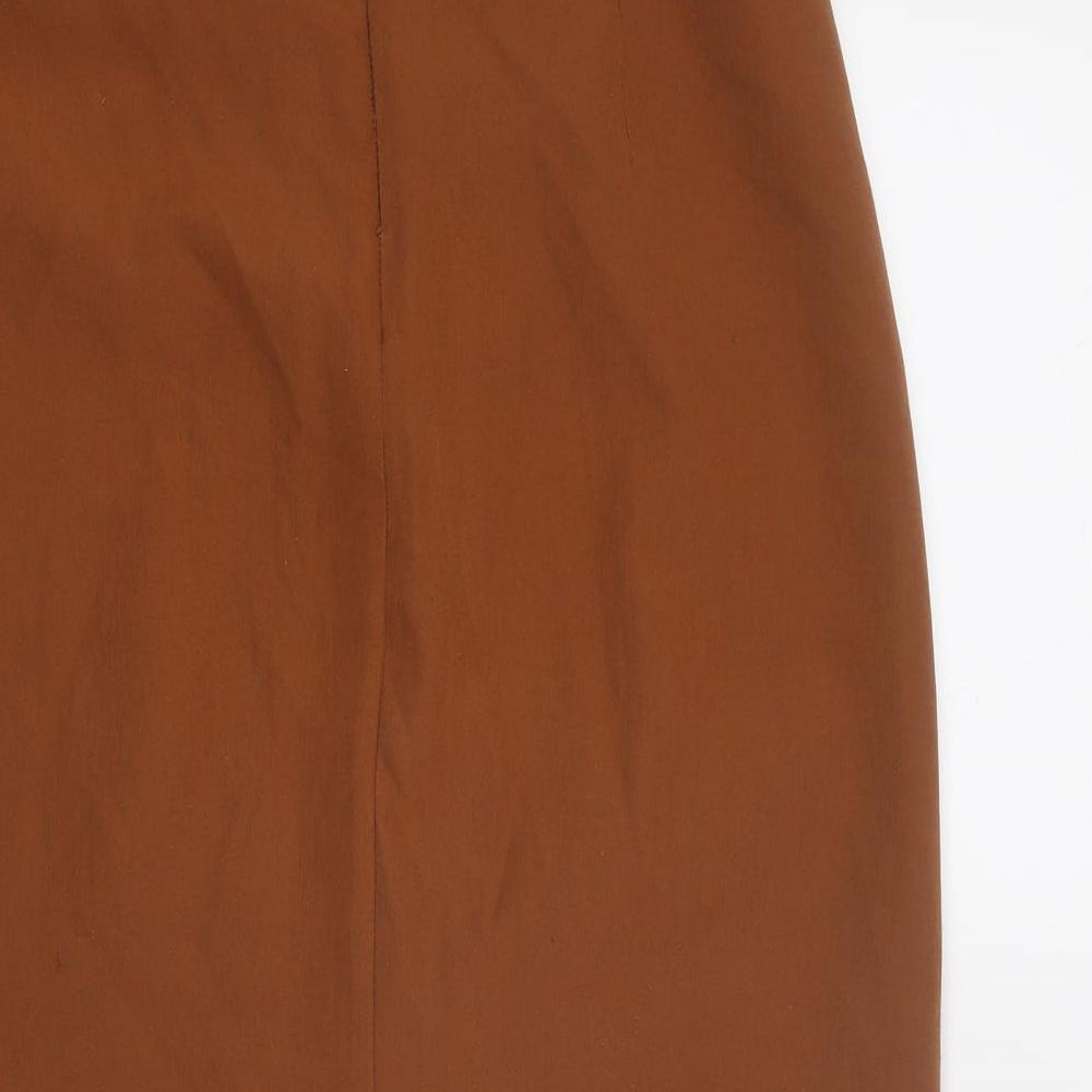 Stradivarius Womens Brown Polyester A-Line Skirt Size 8 Zip
