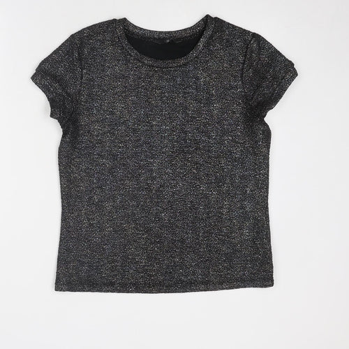 NEXT Womens Black Polyester Basic T-Shirt Size 12 Round Neck