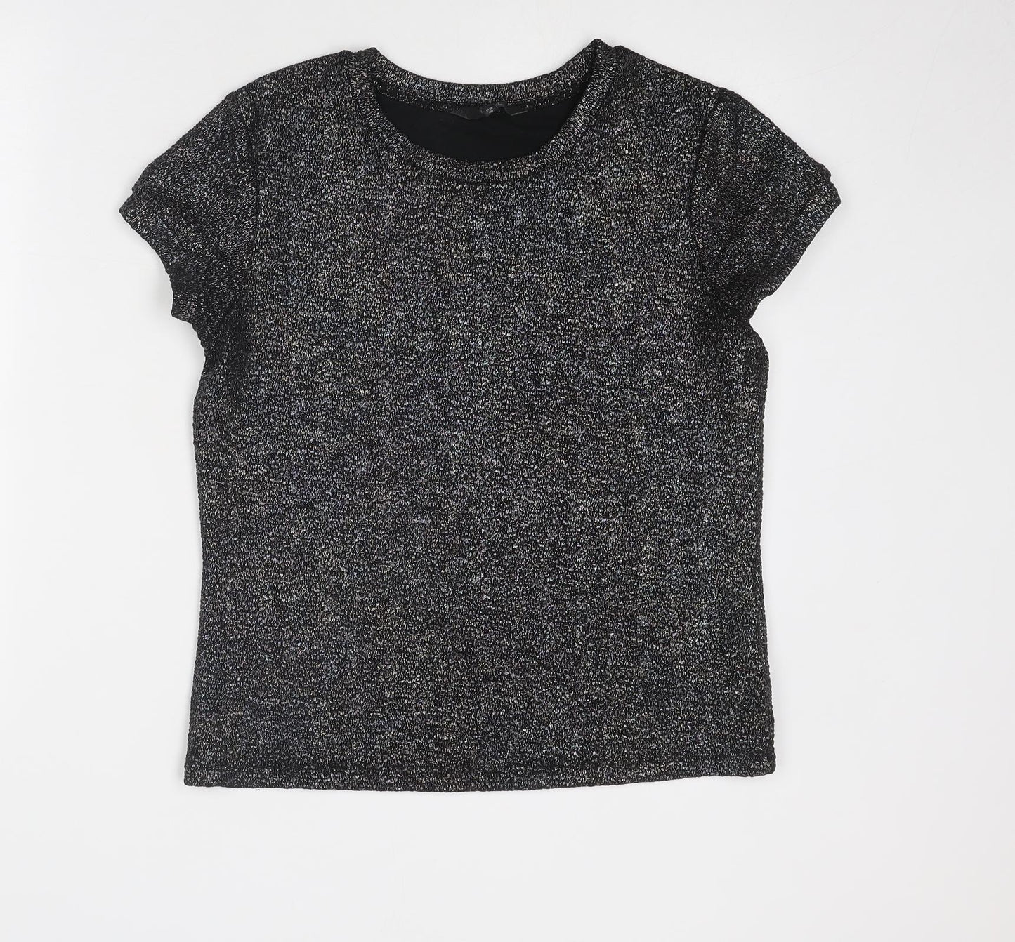 NEXT Womens Black Polyester Basic T-Shirt Size 12 Round Neck