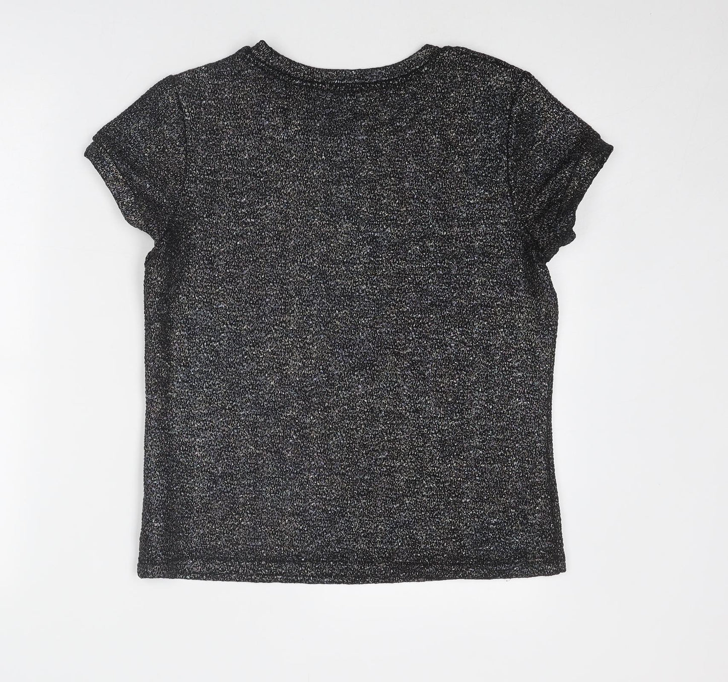 NEXT Womens Black Polyester Basic T-Shirt Size 12 Round Neck