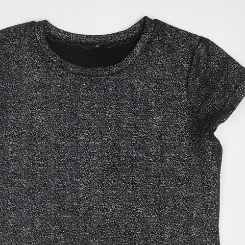 NEXT Womens Black Polyester Basic T-Shirt Size 12 Round Neck