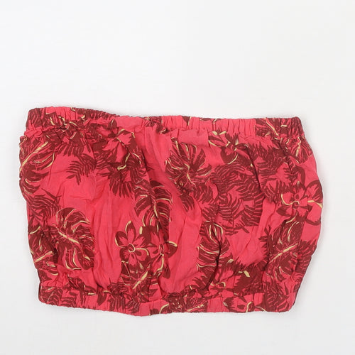Topshop Womens Pink Floral Viscose Cropped Tank Size 8 Off the Shoulder