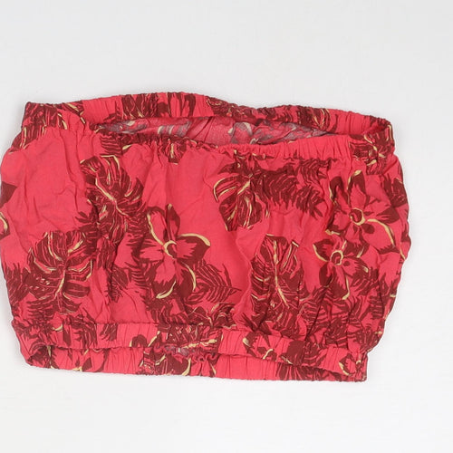 Topshop Womens Pink Floral Viscose Cropped Tank Size 8 Off the Shoulder