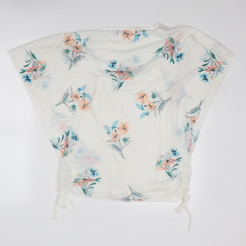 Apricot Womens White Floral Polyester Basic T-Shirt Size 8 Round Neck