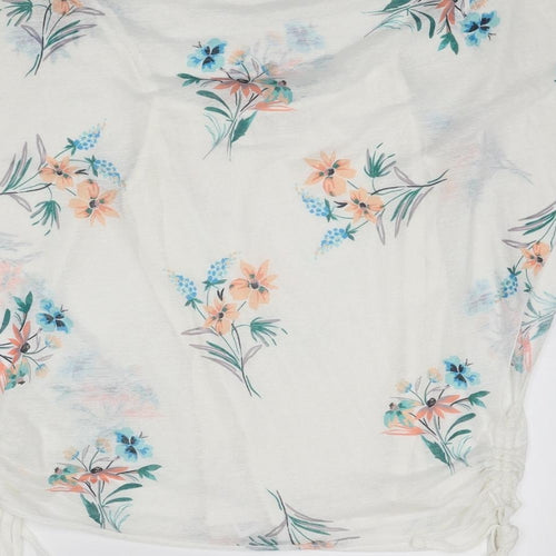 Apricot Womens White Floral Polyester Basic T-Shirt Size 8 Round Neck