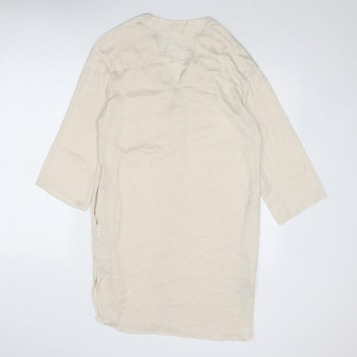 H&M Womens Ivory Polyester Kaftan Size 6 V-Neck Pullover