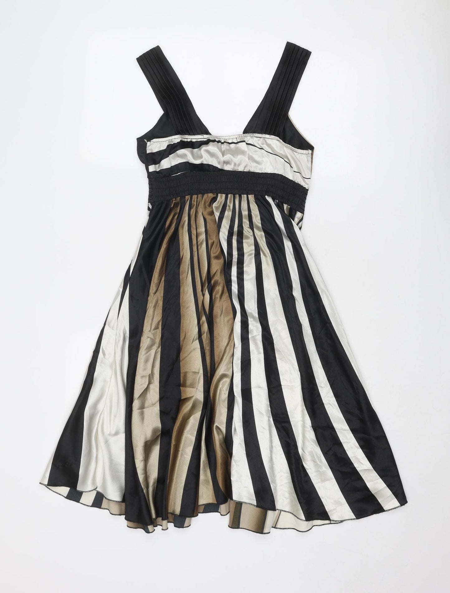 Quiz Womens Black Geometric Polyester Slip Dress Size 8 V-Neck Pullover