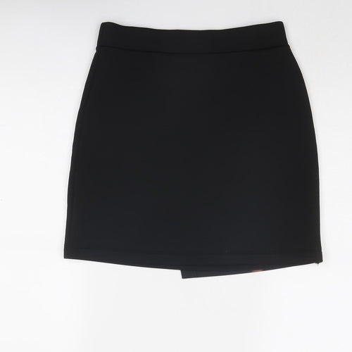 Topshop Womens Black Floral Polyester A-Line Skirt Size 10