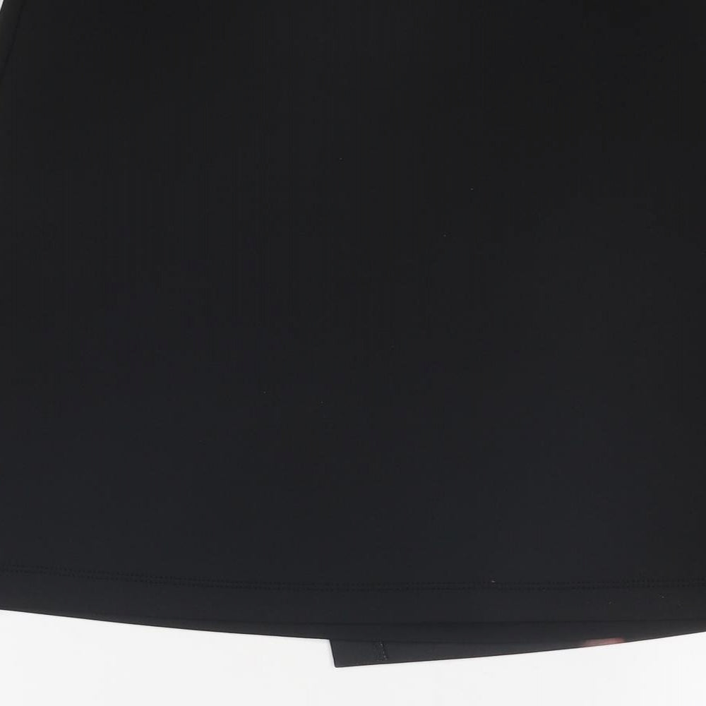 Topshop Womens Black Floral Polyester A-Line Skirt Size 10