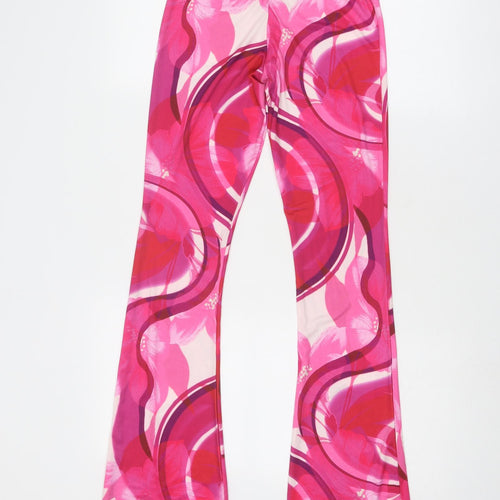As You Womens Pink Geometric Polyester Trousers Size 8 Regular