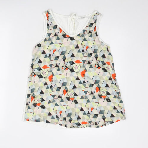 Maloka Womens Multicoloured Geometric Viscose Basic Tank Size 6 V-Neck