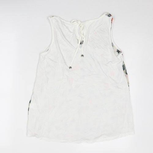 Maloka Womens Multicoloured Geometric Viscose Basic Tank Size 6 V-Neck