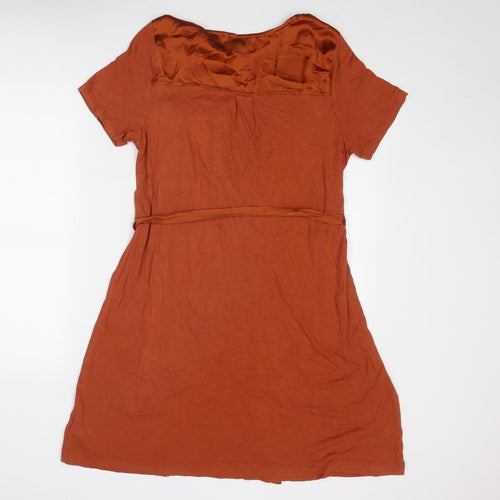 NEXT Womens Orange Viscose T-Shirt Dress Size 12 Round Neck Pullover