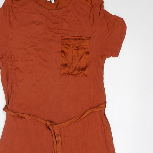 NEXT Womens Orange Viscose T-Shirt Dress Size 12 Round Neck Pullover