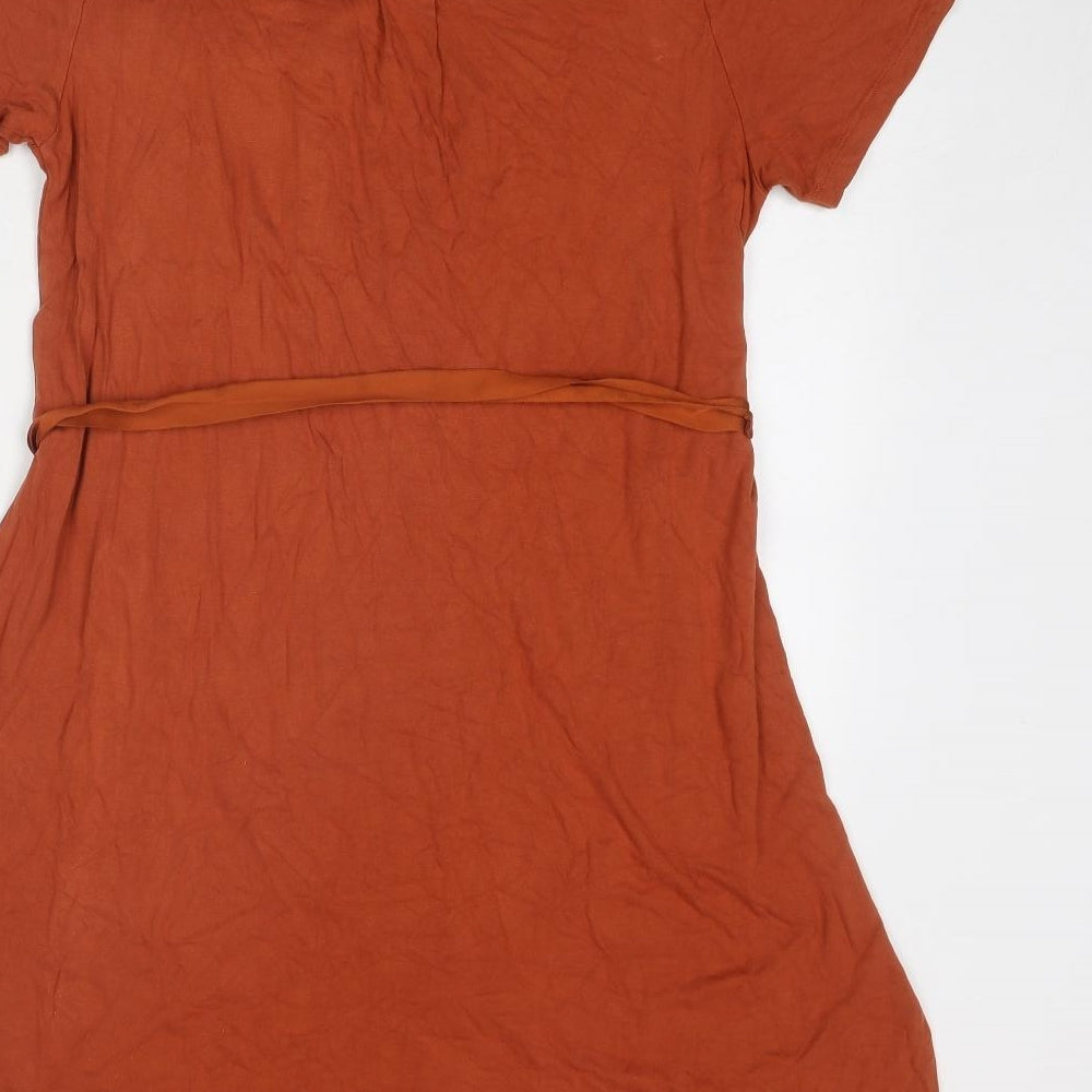 NEXT Womens Orange Viscose T-Shirt Dress Size 12 Round Neck Pullover