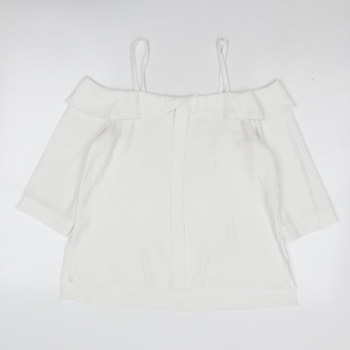 River Island Womens White Polyester Basic Blouse Size 10 Off the Shoulder - Cold Shoulder