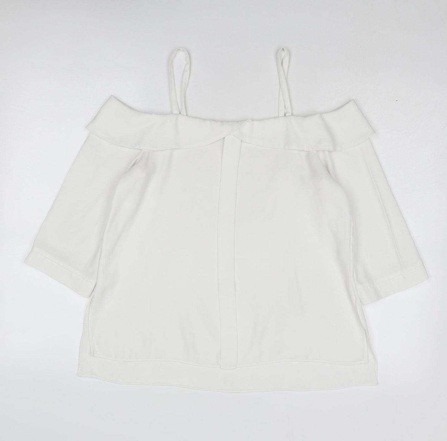 River Island Womens White Polyester Basic Blouse Size 10 Off the Shoulder - Cold Shoulder