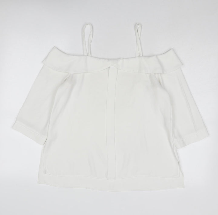 River Island Womens White Polyester Basic Blouse Size 10 Off the Shoulder - Cold Shoulder