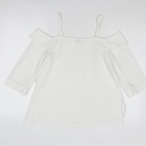 River Island Womens White Polyester Basic Blouse Size 10 Off the Shoulder - Cold Shoulder