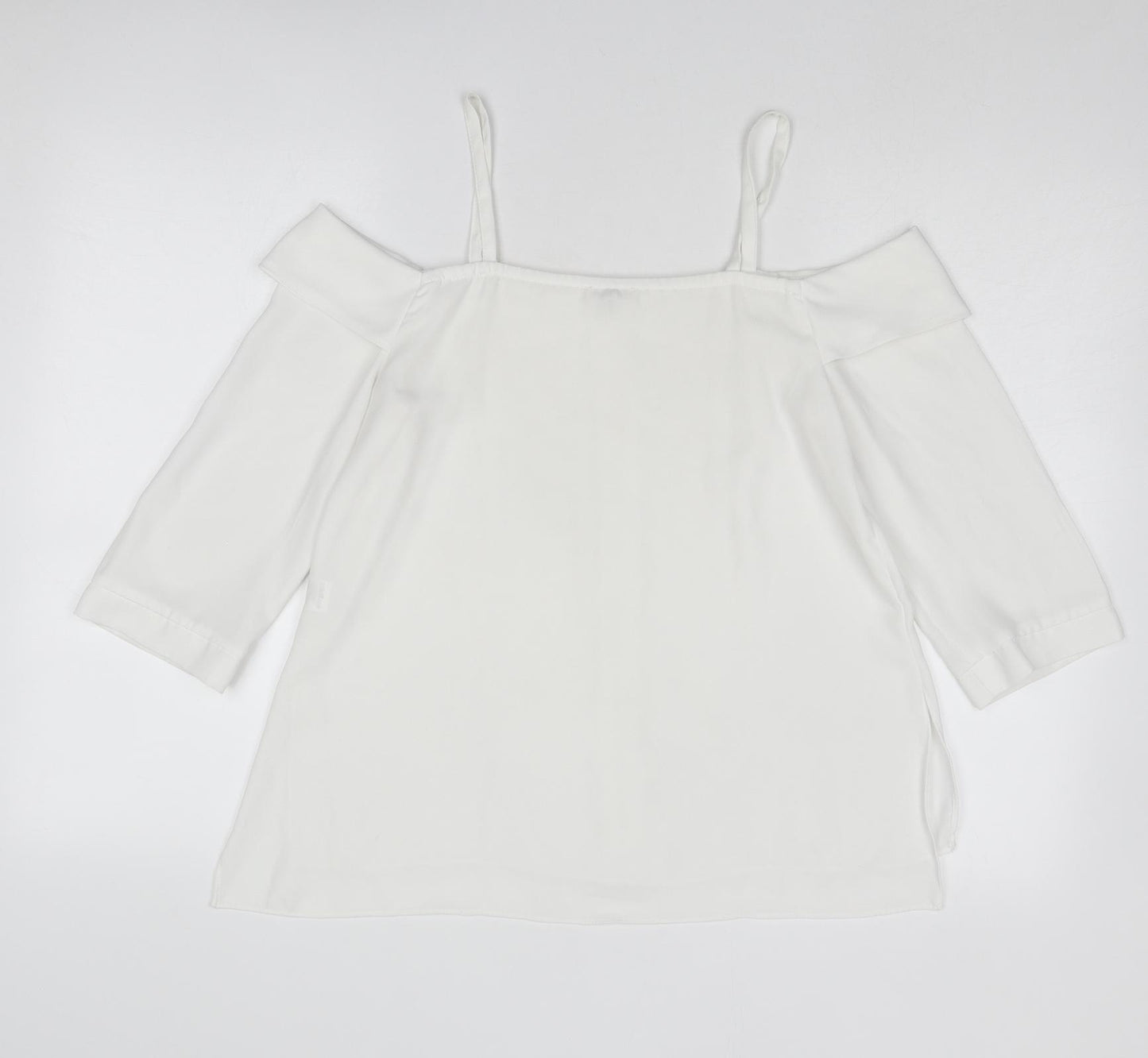 River Island Womens White Polyester Basic Blouse Size 10 Off the Shoulder - Cold Shoulder