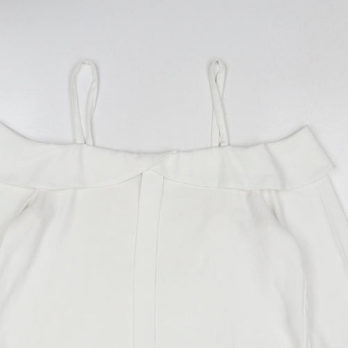 River Island Womens White Polyester Basic Blouse Size 10 Off the Shoulder - Cold Shoulder