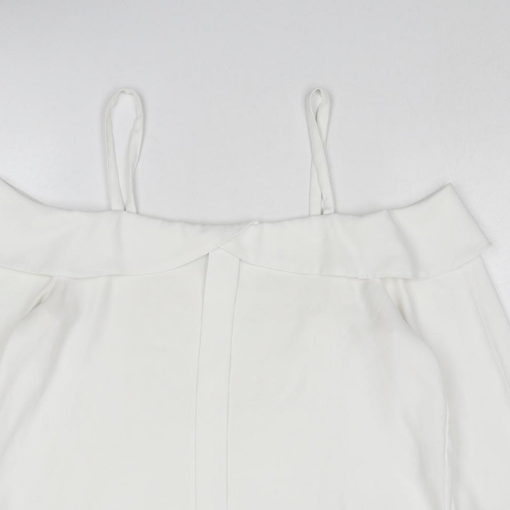River Island Womens White Polyester Basic Blouse Size 10 Off the Shoulder - Cold Shoulder