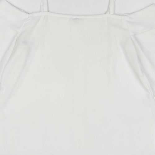 River Island Womens White Polyester Basic Blouse Size 10 Off the Shoulder - Cold Shoulder