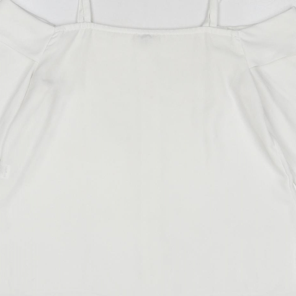 River Island Womens White Polyester Basic Blouse Size 10 Off the Shoulder - Cold Shoulder