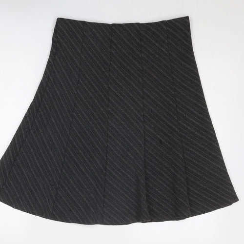 Marks and Spencer Womens Grey Geometric Polyester Swing Skirt Size 12