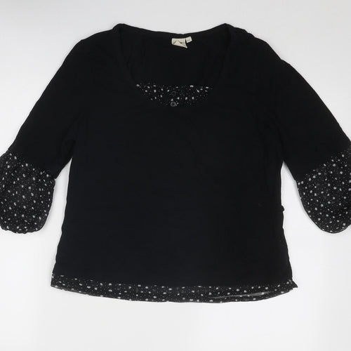Cotton Traders Womens Black Cotton Basic T-Shirt Size 14 Round Neck - Size 14-16
