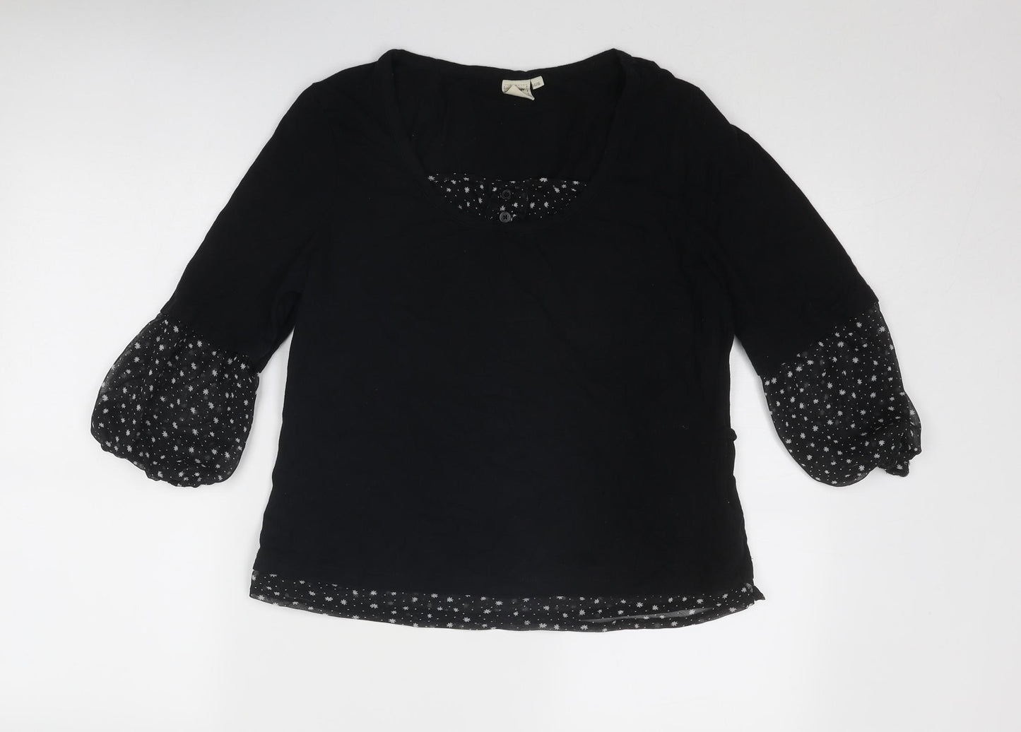 Cotton Traders Womens Black Cotton Basic T-Shirt Size 14 Round Neck - Size 14-16