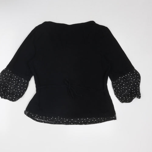 Cotton Traders Womens Black Cotton Basic T-Shirt Size 14 Round Neck - Size 14-16