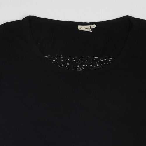 Cotton Traders Womens Black Cotton Basic T-Shirt Size 14 Round Neck - Size 14-16