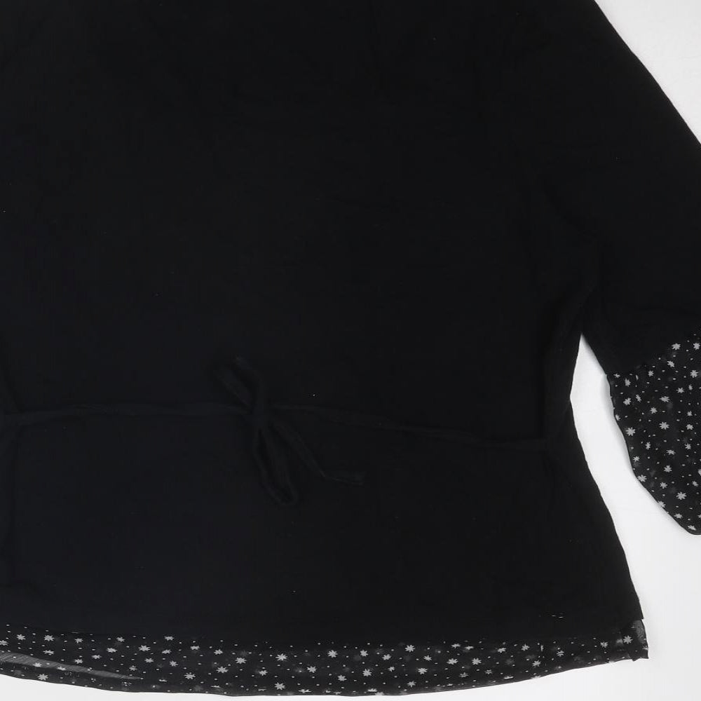 Cotton Traders Womens Black Cotton Basic T-Shirt Size 14 Round Neck - Size 14-16