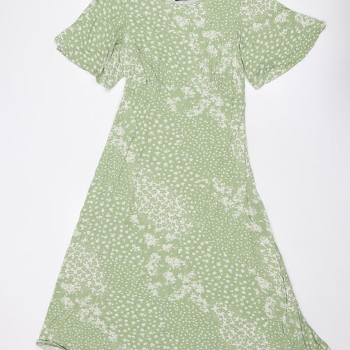 New Look Maternity Womens Green Floral Viscose Trapeze & Swing Size 10 Round Neck Pullover