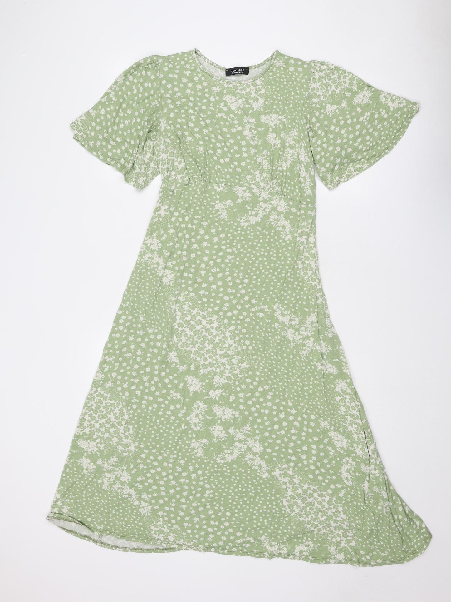 New Look Maternity Womens Green Floral Viscose Trapeze & Swing Size 10 Round Neck Pullover