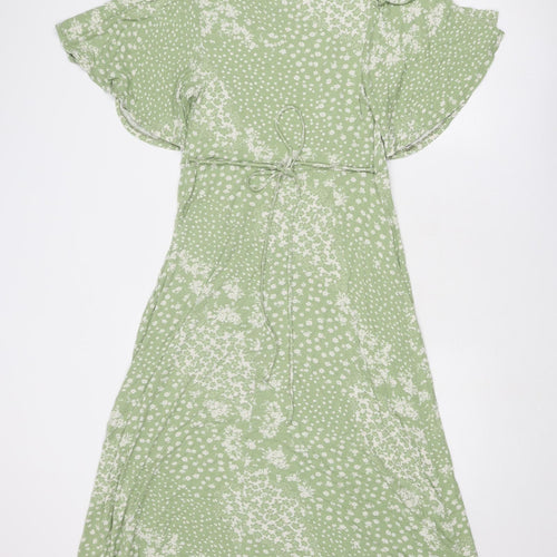New Look Maternity Womens Green Floral Viscose Trapeze & Swing Size 10 Round Neck Pullover