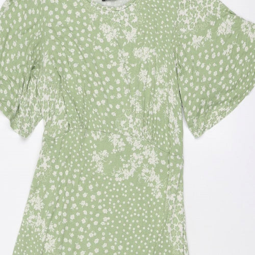 New Look Maternity Womens Green Floral Viscose Trapeze & Swing Size 10 Round Neck Pullover