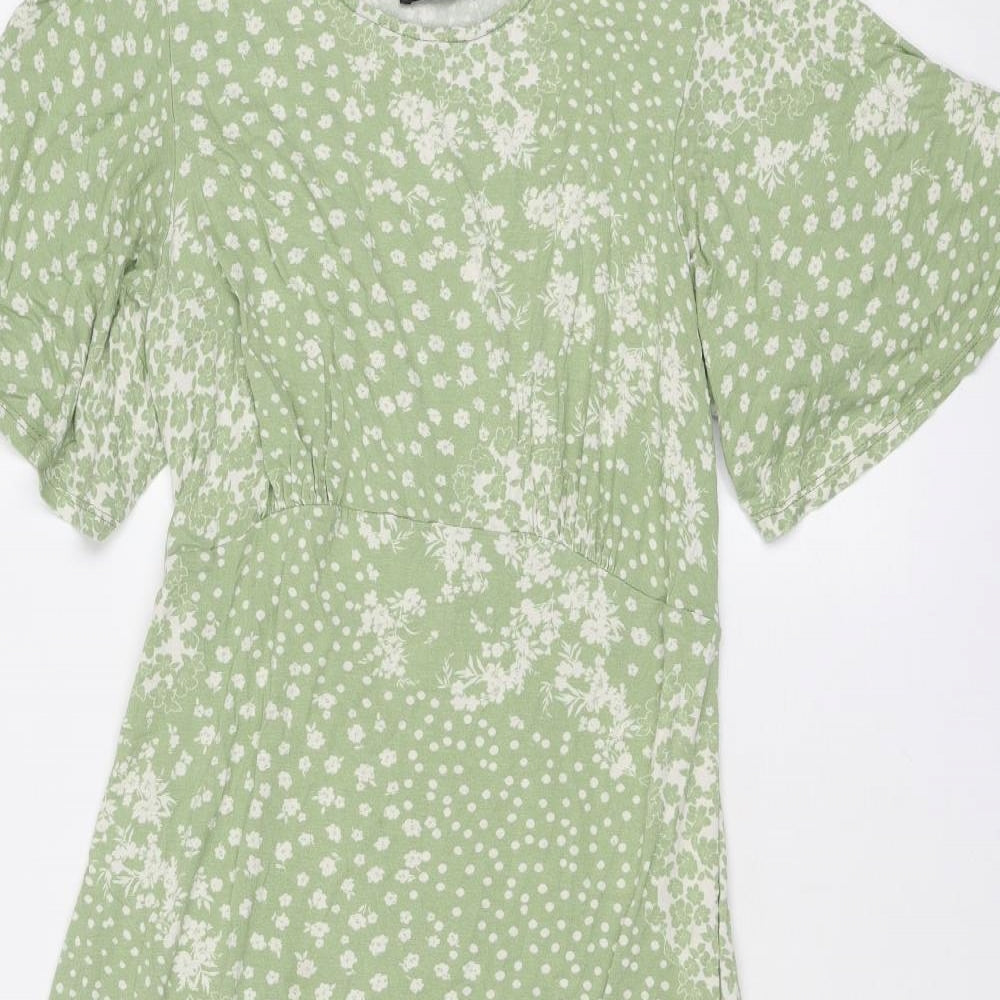 New Look Maternity Womens Green Floral Viscose Trapeze & Swing Size 10 Round Neck Pullover