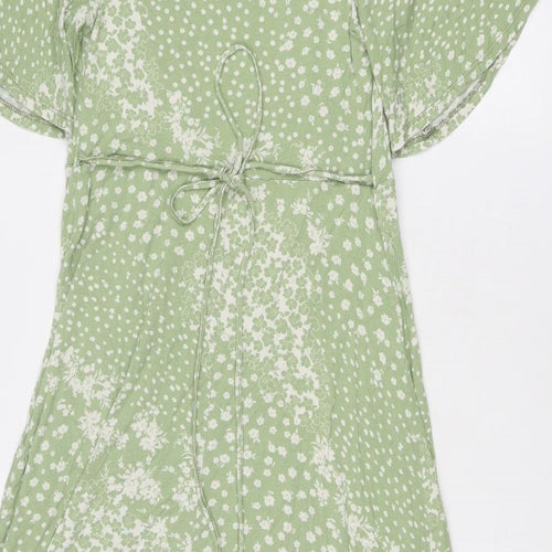 New Look Maternity Womens Green Floral Viscose Trapeze & Swing Size 10 Round Neck Pullover