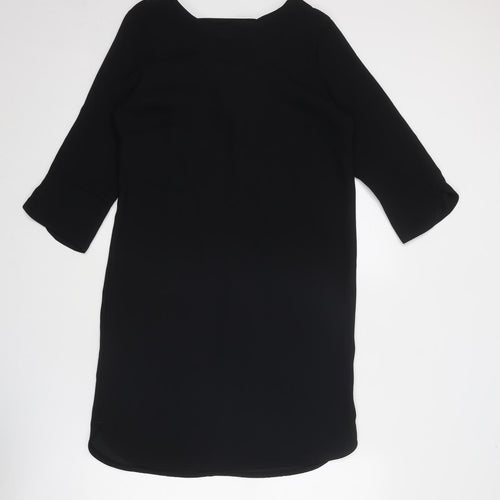 Marks and Spencer Womens Black Polyester A-Line Size 8 Round Neck Zip