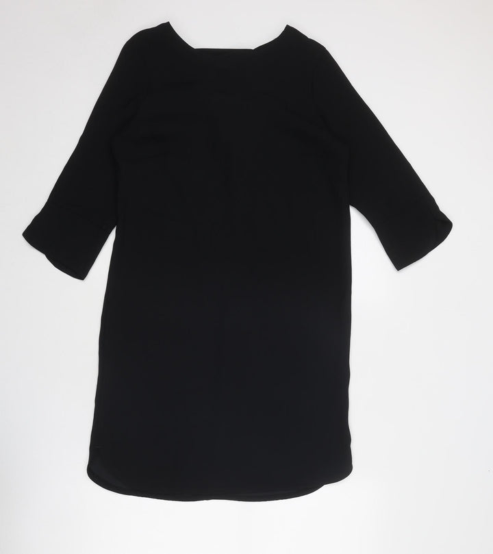 Marks and Spencer Womens Black Polyester A-Line Size 8 Round Neck Zip