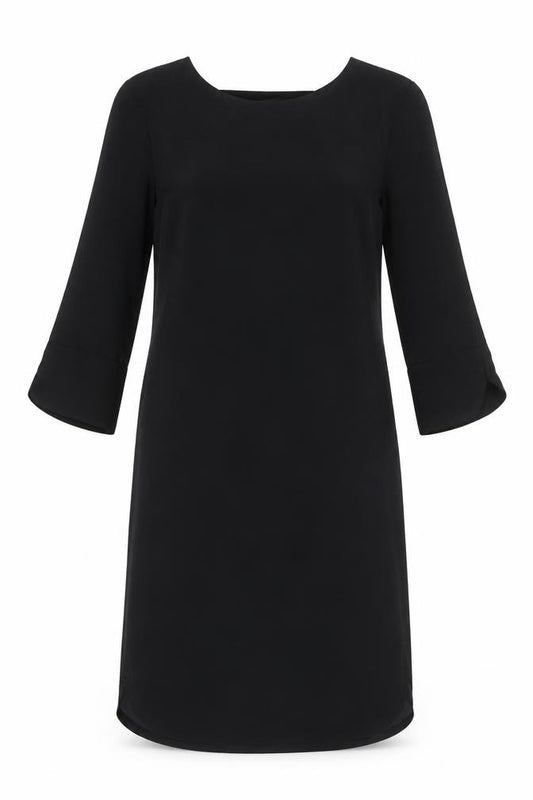 Front view of Marks & Spencer women’s black polyester a-line, size UK 8, round neck zip