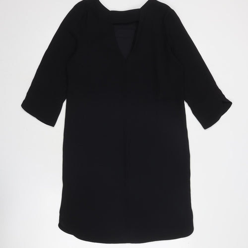 Marks and Spencer Womens Black Polyester A-Line Size 8 Round Neck Zip