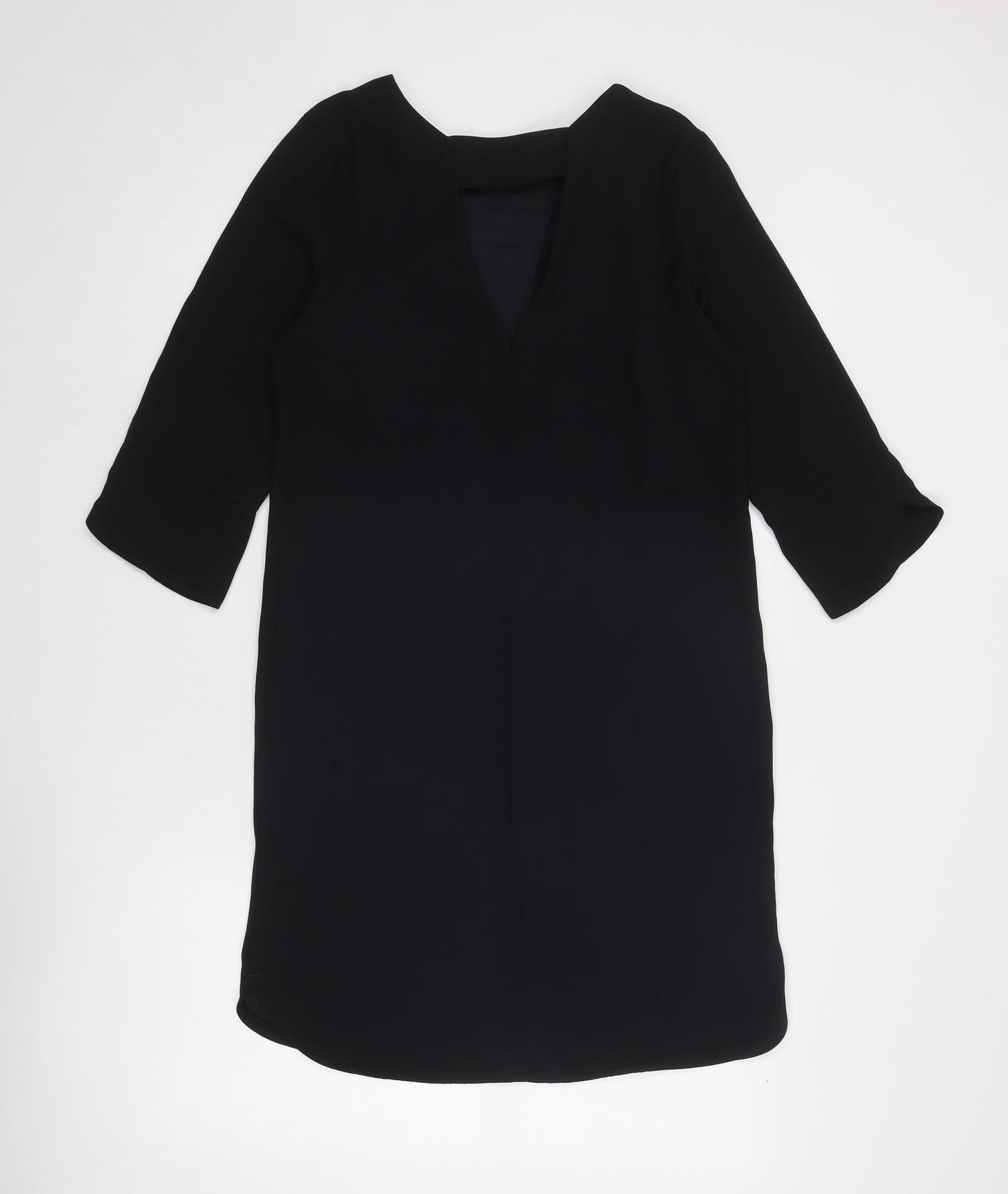 Marks and Spencer Womens Black Polyester A-Line Size 8 Round Neck Zip